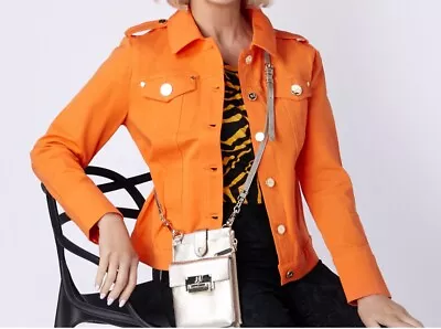 Buy Julien McDonald Orange Military Denim Style Jacket BNWOT Size 16 J M Fashion  • 30£