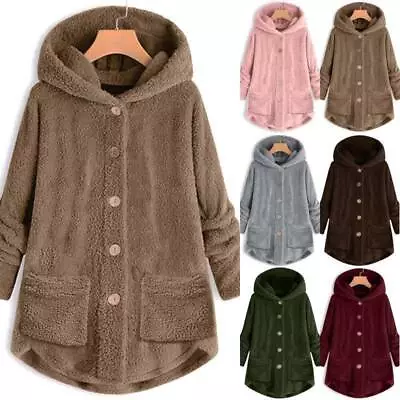 Buy Plus Women Hoody Fluffy Fur Teddy Bear Coat Fleece Jacket Hoodies Outwear Top • 23.76£