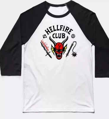 Buy Stranger Things Hellfire Club T Shirt Long Sleeved  Cotton Unisex Season 4 Small • 0.99£