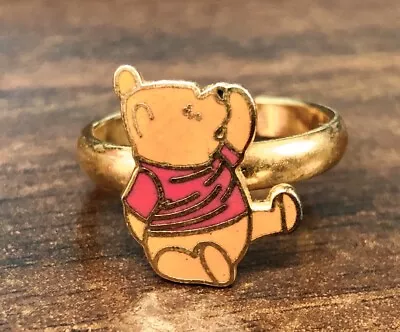 Buy Vintage Disney Winnie The Pooh Adjustable Goldtone Ring Size 6 • 17.01£