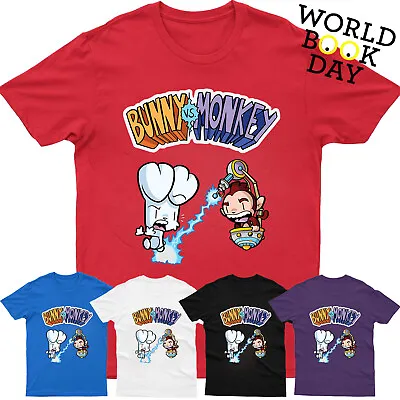 Buy Book Day Kids T-Shirt Bunny Vs Monkey Funny Character Book Story 2 Children Tee • 7.99£
