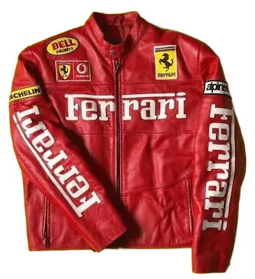 Buy Ferrari Racing Leather Jacket Motorcycle Vintage World Champion Biker Jacket. • 95.76£