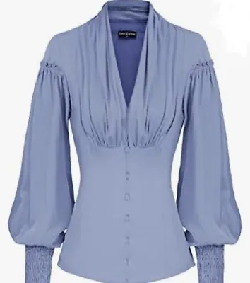 Buy Ladies SCARLET DARKNESS Blue Corset Shirt  Size M • 10£