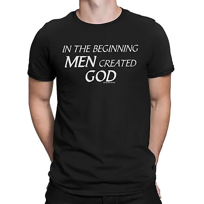 Buy Mens ORGANIC Cotton T-Shirt In The BEGINNING Men Created GOD Atheist Religion • 8.95£