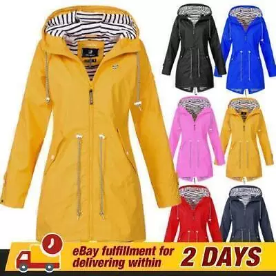 Buy Womens Waterproof Raincoat Ladies Outdoor Wind Rain Outwear Forest Jacket Coat • 11.49£