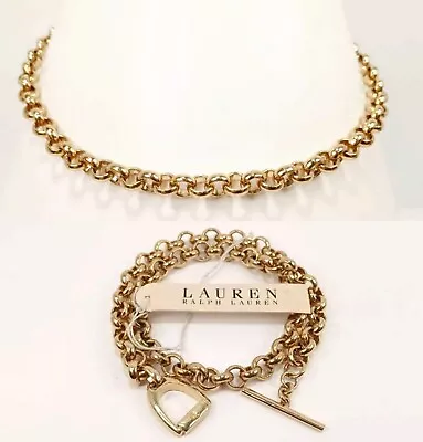Buy MY ESTATE JEWELRY Vintage RALPH LAUREN Gold Chain Link Chunky Choker Necklace  • 38.91£