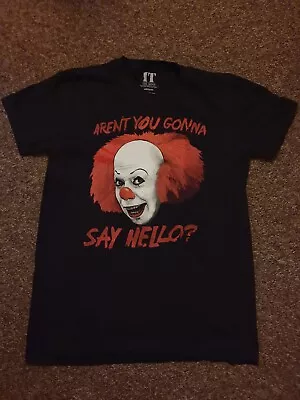 Buy Stephen King IT Pennywise Clown Aren't You Gonna Say Hello Black T-shirt Medium • 29.99£