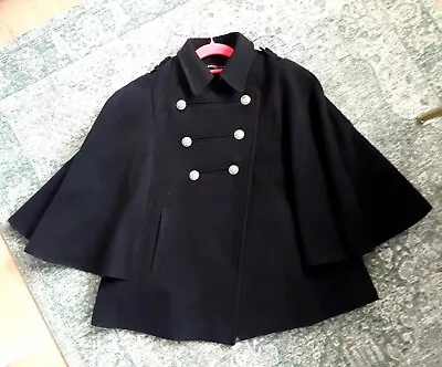 Buy Dorothy Perkins Black Military Style Cape Coat / Jacket Size S • 12£