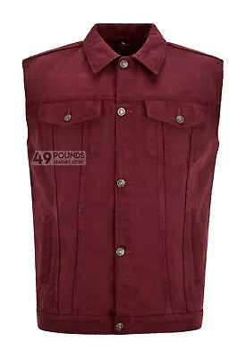 Buy Mens Denim Sleeveless Trucker Vest Vintage Cherry Stonewash Casual Jeans Vest • 16.99£