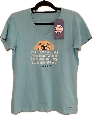 Buy NWT Women Life Is Good Lab Dog I’ll Be Watching Crusher T-Shirt Short Sleeve Med • 12.62£