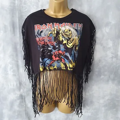 Buy And Finally IRON MAIDEN Women's TOPSHOP Tassel Boxy Crop T-shirt Top Size 6 NEW • 25£
