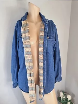 Buy Orvis Jacket Men’s Blue Denim Aztec Blanket Lined Button Shirt Ranch Medium • 24£