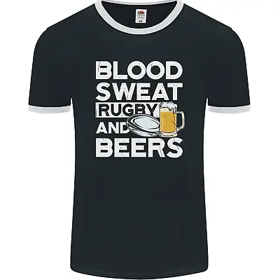 Buy Blood Sweat Rugby And Beers Funny Mens Ringer T-Shirt FotL • 11.99£