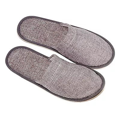 Buy Cotton Hemp Hotel Slippers Solid Color Guest Slippers Washable For Women And Men • 5.49£