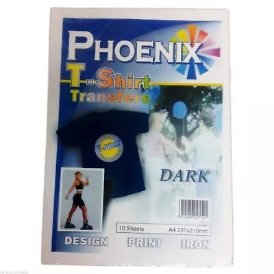 Buy Phoenix Iron On A4 T-Shirt Transfer Paper For Dark T-Shirts - 10 Sheets • 12.27£