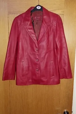 Buy Red Classic Real Soft Leather Ladies Blazer Jacket Women Casual Top Size 40  • 89.99£