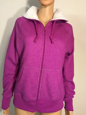 Buy Ladies Faded Glory Fleece Hooded Zip Jacket With Pocket Size Medium Color Purple • 17.35£