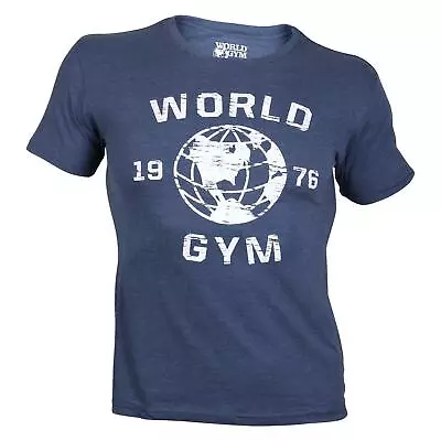 Buy World Gym Men's Sportswear Streetwear T-Shirt Since 1976 Blue Blue Cotton • 23.28£