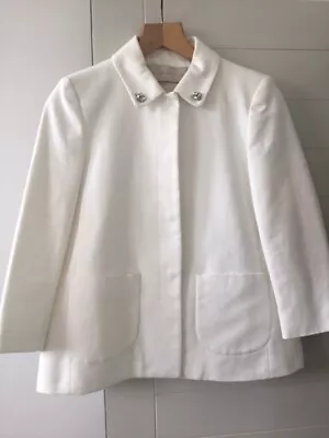Buy Zara White Cotton Summer Jacket Diamante Collar Detail Size S Worn Once  • 9.50£