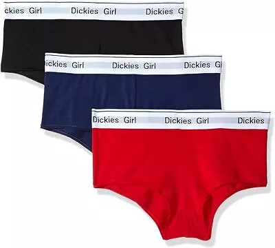 Buy Dickies Girl Women's Boy Short 3 Pack, Navy/Black/red, NEW • 8.65£