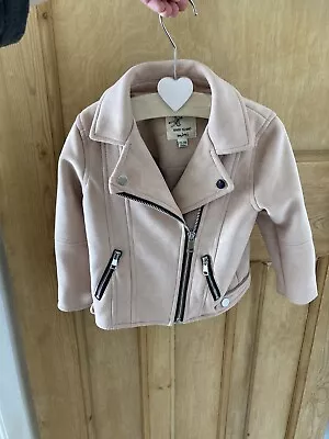 Buy River Island Mini Baby Girl Suede Leather Biker Jacket Age 12-18 Months • 27£