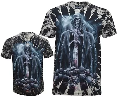 Buy Grim Reaper Sword In Skulls Moon Glow In The Dark Tie Dye T-Shirt M-4XL By Wild • 15.95£