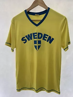 Buy Sweden Football Shirt S Yellow Blue Trim No.10 Polyester Short Sleeve • 11.43£