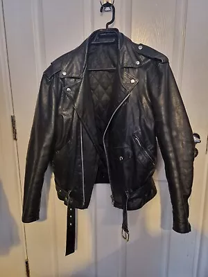 Buy Mens Black Leather Punk Isnt Dead Jacket Mens Size 46 • 25£