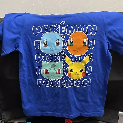 Buy Pokemon Boys Youth Blue T Shirt Size MEDIUM Bulb Squirtle Pikachu Charmander • 7.87£
