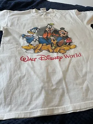 Buy Vintage Walt Disney World Mens White T Shirt M Pluto Micky Donald 44  Chest • 12.99£