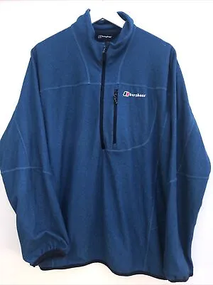 Buy BERGHAUS Blue Fleece Jacket Half Zip Front Pocket Mens Large L • 19.95£