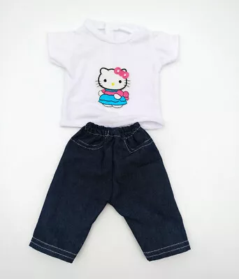 Buy Fit For 18'' American Girl Rare Denim Pants Hello Kitty T-shirt Doll Clothes • 10.99£