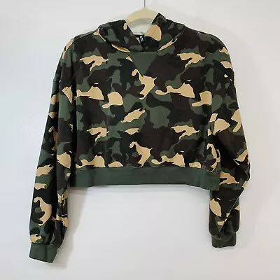 Buy Divided H M Womans Camouflage  Hoodie Medium Cropped Sweatshirt  Rib Hem Cuff • 14.45£