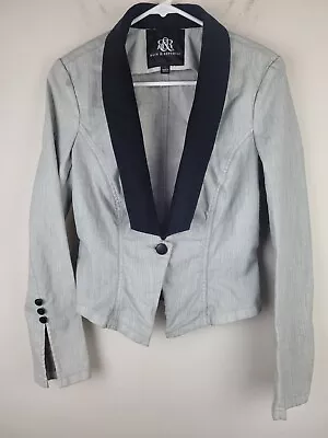 Buy Womens Denim Jacket 6 Gray Tuxedo Blazer Stretch Preppy Modern Minimalist • 16.13£