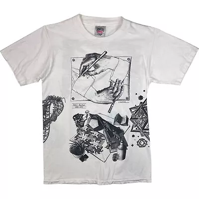 Buy Vintage 1991 M.C. Escher Oneita Power-T Single Stitch T-shirt White Rare Medium • 119.99£