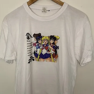 Buy Vintage Sailor Moon T-shirt Size Medium White Graphic 90s Sailormoon Tee • 73.82£