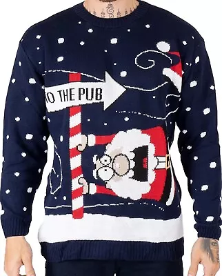 Buy NOROZE Mens Womens Unisex Christmas Jumper Pullover Santa To The Pub Size L BNWT • 17.90£
