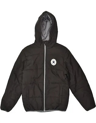 Buy CONVERSE Boys Graphic Hooded Padded Jacket 12-13 Years Black Polyester XL03 • 21.63£