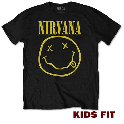 Buy Nirvana T SHIRT Official Happy Face Smile Kids Boys Girls Licensed Rock Tee NEW • 12.93£