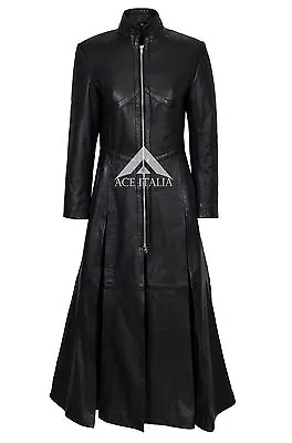 Buy Ladies New Matrix Black Soft Leather Full-Length Long Gothic Coat Rock Jacket • 269.43£