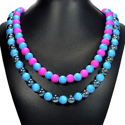 Buy Rainbow Candy Shell & Mystic Fire Crystal Statement Necklace Jewellery Gift Idea • 9.99£