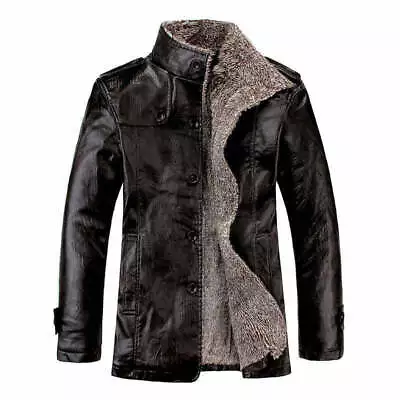 Buy Men's Jacket Outwear Overcoat Lamb Fur Lined Thick Coat Fashion Xmas Gifts Warm! • 27.61£