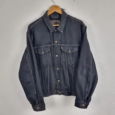 Buy Vintage Levis Denim Jacket Mens Large Black Jean Trucker 90s Western Distressed • 29.71£