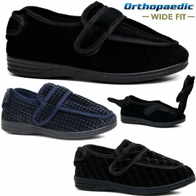 Buy Mens Diabetic Orthopaedic Easy Close Wide Fitting Strap Slippers Shoes Size 6-14 • 14.95£