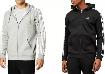 Buy Adidas Hoodie Mens Jacket Fleece Zip Up Hoody Tracksuit Top Black Grey New • 36.99£