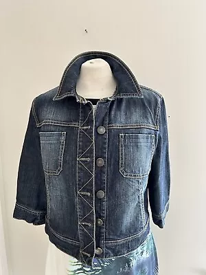 Buy Dkny Jeans Dark Indigo Half Sleeve Denim Jacket Size M (Uk 10) • 19.99£