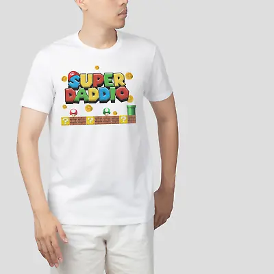 Buy Super Daddio Adult T-Shirt Great Gift For Fathers Day / Birthday Mario Inspired • 12.99£