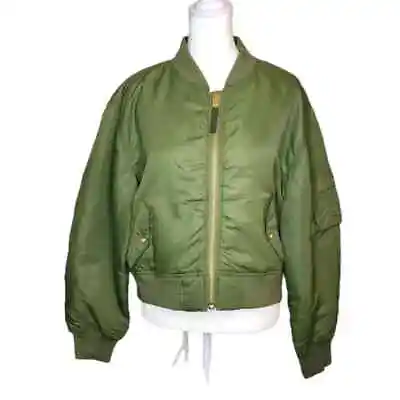 Buy J Crew Collection Ruched Bomber Jacket Lightweight Shiny Nylon Utility Green S • 62.68£
