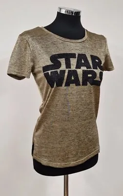 Buy Star Wars T Shirt Size Small 8/10 Glitter Disney Parks Gold Short Sleeve New Tag • 17.95£