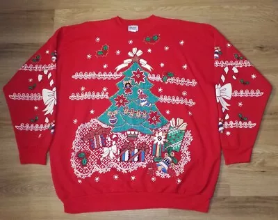 Buy Vintage Holiday Time Tacky Christmas Ugly Sweater USA Made Sz 22 Christmas Tree • 28.30£